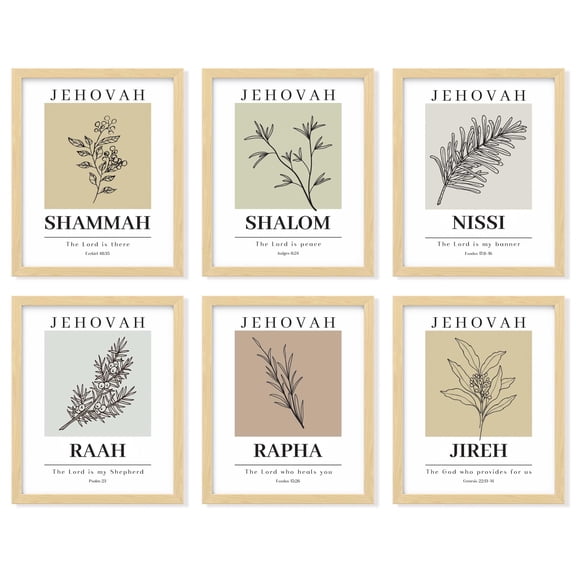 97 Decor Christian 8x10 Hebrew Names of God Poster Set, 6 Pieces