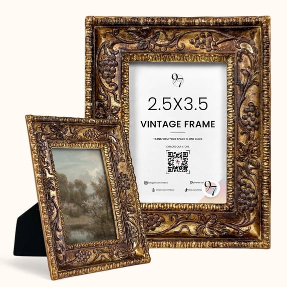97 Decor Small Vintage Picture Frames 2.5x3.5 - Antique Wallet Size Picture Frames 2.5 X 3.5