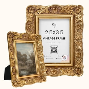 97 Decor Vintage 2.5x3.5 Antique Gold Floral Picture Frame, 1 Pack