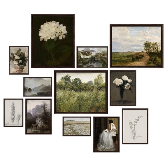 97 Decor Vintage 8x10 Moody Botanical Art Print Set, 12 Pieces