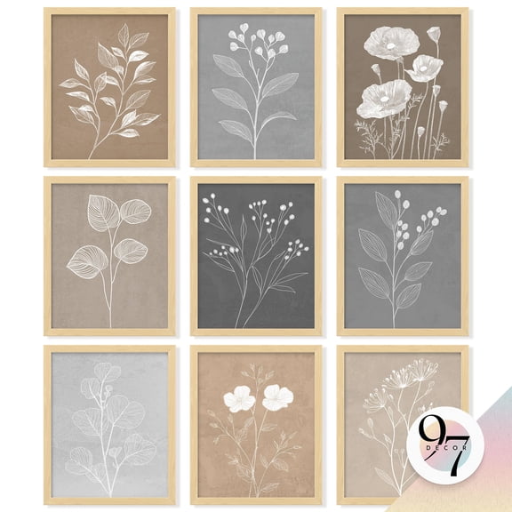 97 Decor Vintage Botanical Wall Art - Retro Floral Wall Art Posters, Farmhouse Pictures Wall Decor (8x10 Unframed)