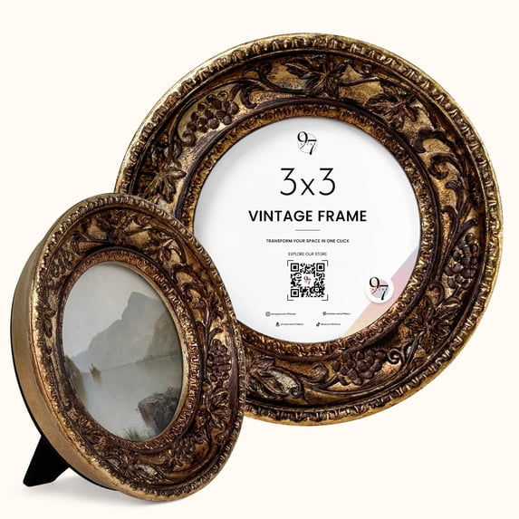 97 Decor Vintage Round Picture Frames 3 X 3 - Bronze Circle 3x3 Frame