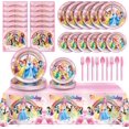 thumbnail image 1 of 97 Pcs Princess Birthday Party Decorations, Princess Plates and Napkins Tableware for Party, Prin cess Decor Supplies Set for Girl Birthday Flower Fairytale Dinnerware Serve 16 Guests, 1 of 4