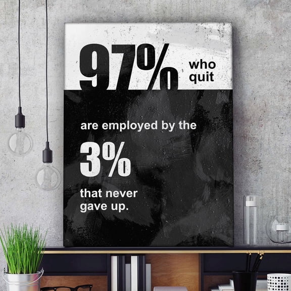 97 Percent Quit Motivational Never Give Up Quote Success Mindset Entrepreneur Decorative Wall Art Poster , Poster Print Only