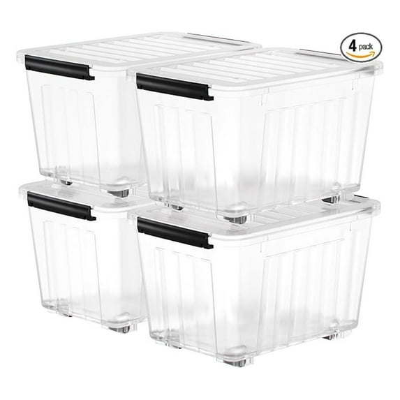 92 Quart Pink Collapsible Storage Bins With Lids - Large Plastic Storage Box, Waterproof & Stackable 5 thumbnail image