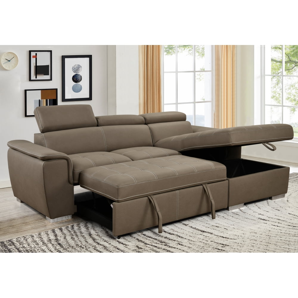 97 inch Convertible Sectional Sofa with Storage Chaise, Adjustable ...