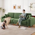 thumbnail image 1 of Patbrela 101" Oversized Corduroy Sofa with Storage, 24" Extra Deep Seat Couch, Comfy Upholstered with Cup Holder, 2 Pillows, Green, 1 of 11