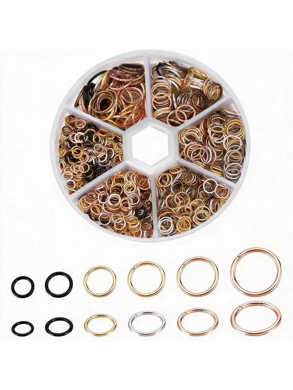 970 Pcs Multicolour Metal Jump Rings Small Crafts Jump Jewelry Connectors Assorted Size Connector Rings Open O for Keychain Making Jewelry Findings