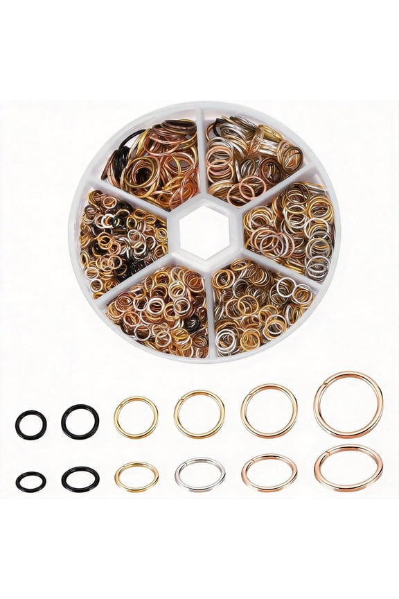 970 Pcs Multicolour Metal Jump Rings Small Crafts Jump Jewelry Connectors Assorted Size Connector Rings Open O for Keychain Making Jewelry Findings