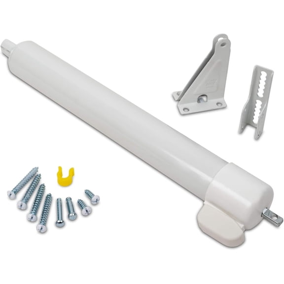 9700 Heavy Pneumatic Touch & Hold Storm and Screen Door Closer for Wood, Aluminum, and Vinyl Doors, Silent and Smooth Closing, 11.5", White