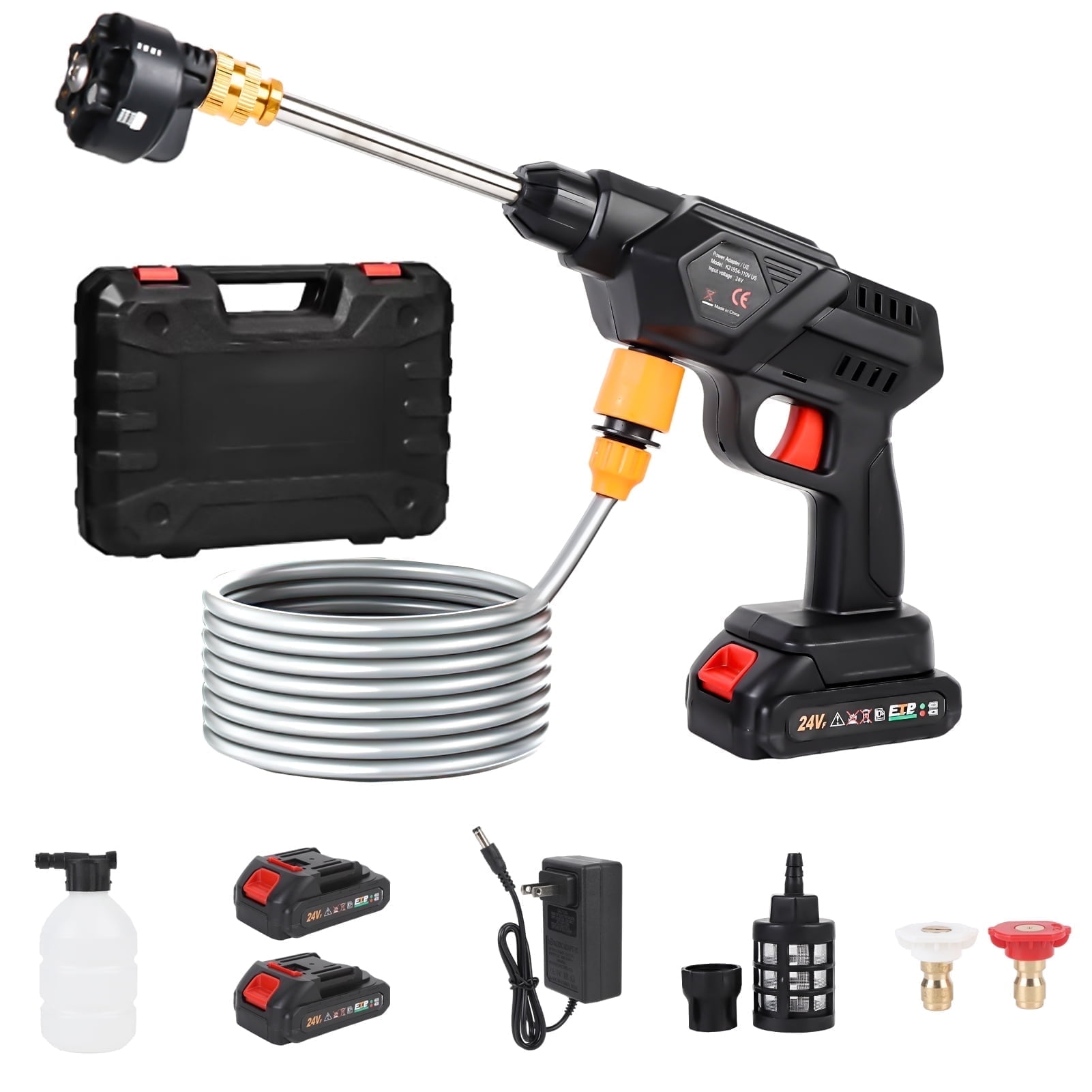 970PSI Cordless Pressure Washer, 2.2GPM Portable Power Washer with 6-in-1 Adjustable Nozzle, 2 Battery, Power Cleaner with 16.5ft Hose for Cars, Patios, Driveways