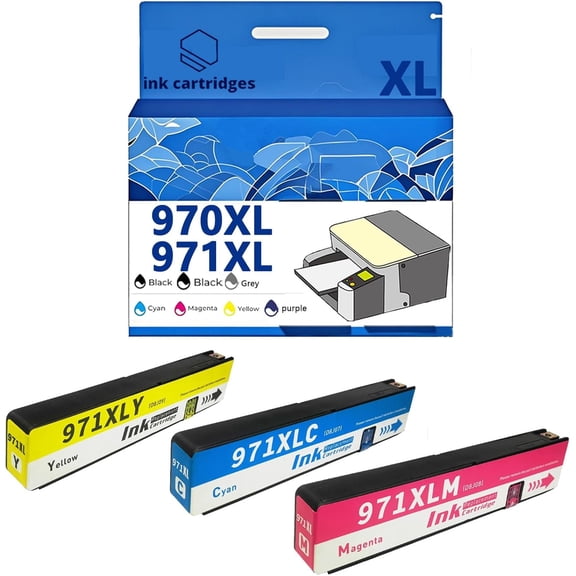 970XL 971XL Ink Cartridges Compatible for HP Pro X451dw X451dn X476dw X476dn X576dw X551dw Inkjet Printers, Leak-Proof Design Crisp Printing