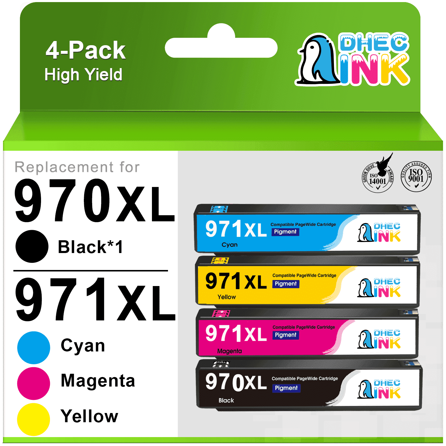 970XL 971XL Ink Cartridges Compatible for HP 970 971 XL Ink for Officejet Pro X576DW X451DN X551DW Printer (4 Pack )