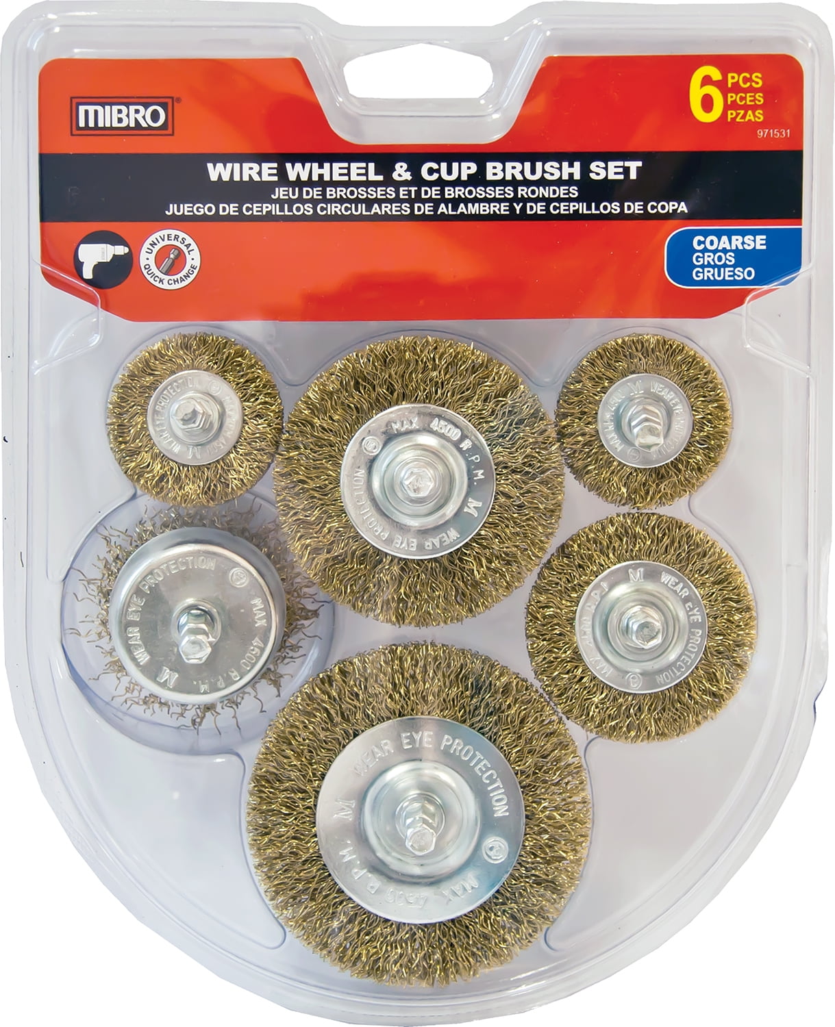 Mibro 971531 6 Piece Set Wire Wheel & Cup Brush