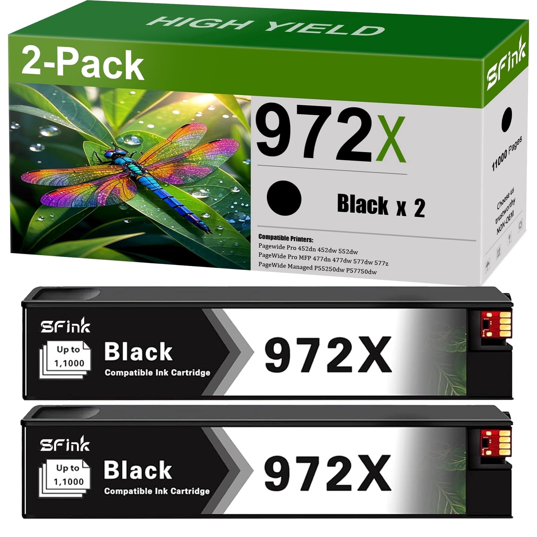 972 972X Ink Cartridges (2-Pack,Black) Compatible for HP972X 972 Ink ...