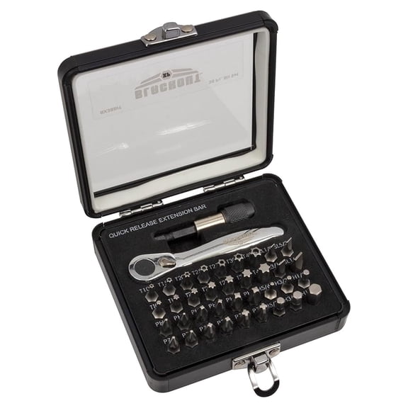 9726 Mini Ratchet and Bit Set, 1/8-Inch - 1/4-Inch Bits, 5/64-Inch - 1/4-Inch Hex Bits, 38-Piece Silver