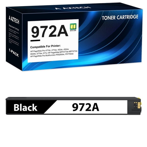 972A 972X Ink Cartridges Compatible for HP 972 A 972X HP Pagewide Pro MFP 477dw 577dw 477dn 452dn 552dn 552dw P55250dw 477 452 552 577 Printer High Yield (1 Pack, Black)