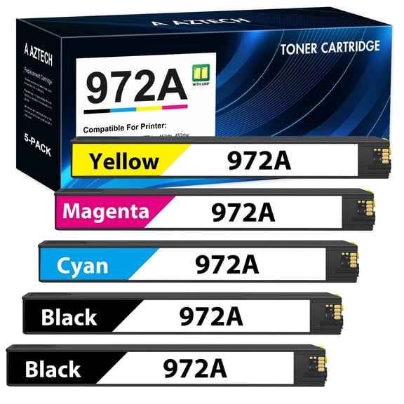 972A 972X Ink Cartridges Compatible for HP 972 A 972X HP Pagewide Pro MFP 477dw 577dw 477dn 452dn 552dn 552dw P55250dw 477 452 552 577 Printer High Yield (5 Pack, 2Black, Cyan, Yellow, Magenta)