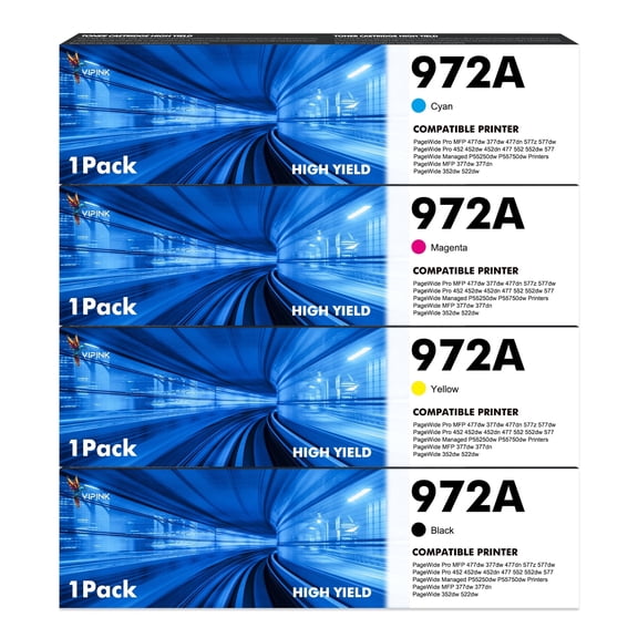972A Ink Cartridges Compatible for HP 972 Ink Cartridges for Pagewide Pro 477dw 577dw 452dw 477dn 452dn 577z 552dw 377dw P55250dw Printers (Black Cyan Magenta Yellow) 4-Pack