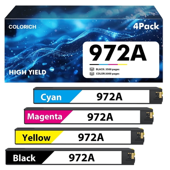 972A Ink Cartridges Compatible for HP 972 Ink Cartridges for Pagewide Pro 477dw 577dw 452dw 477dn 452dn 577z 552dw 377dw P55250dw Printers (Black Cyan Magenta Yellow) 4-Pack