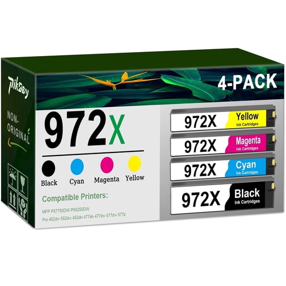 972X Ink Cartridges Combo Pack (4 Pack) - Compatible for HP972X Ink / 972 Ink Cartridges, Works with 972X Cartridge Printers
