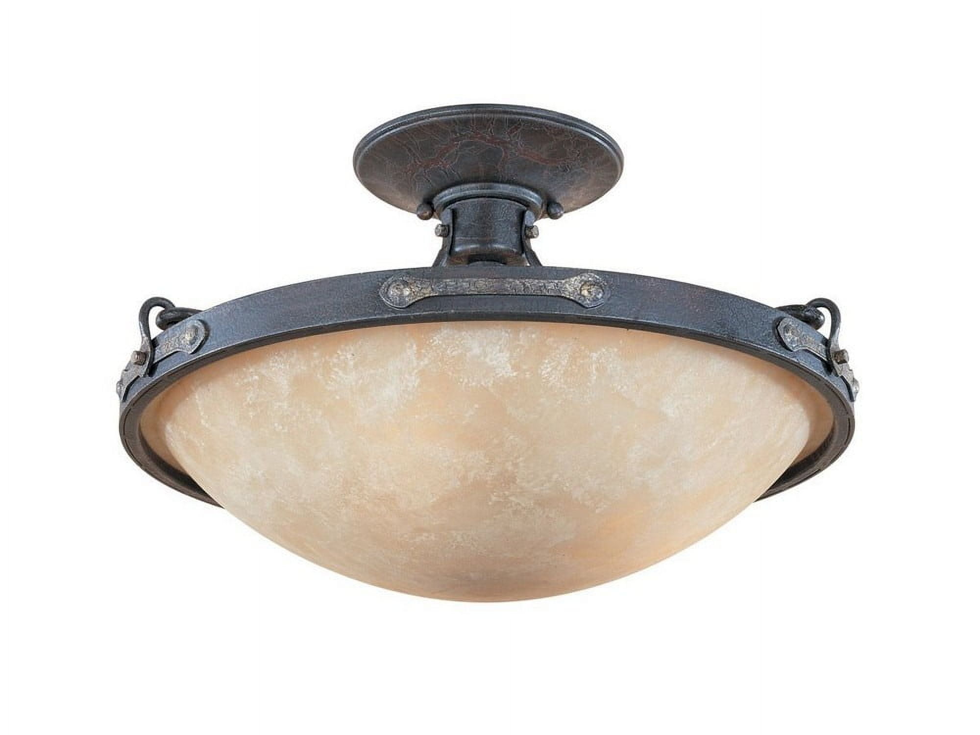 Austin 16.25'' Weathered Saddle Brass Bowl Semi-Flush Light