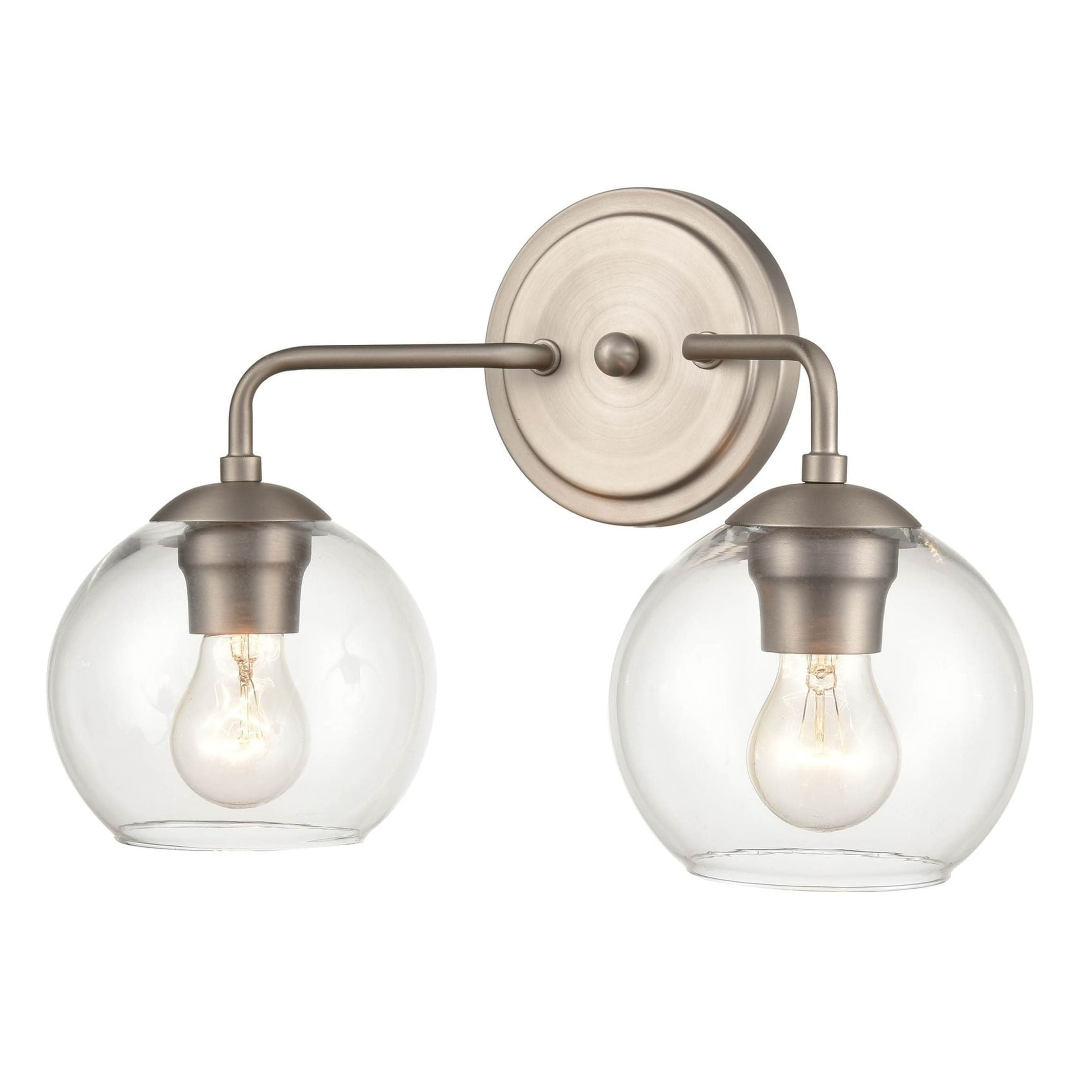 Elegant Brushed Nickel 2-Light Vanity Fixture, 16"