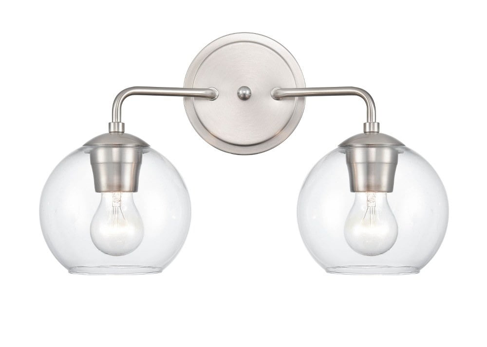Elegant Brushed Nickel 2-Light Vanity Fixture, 16"