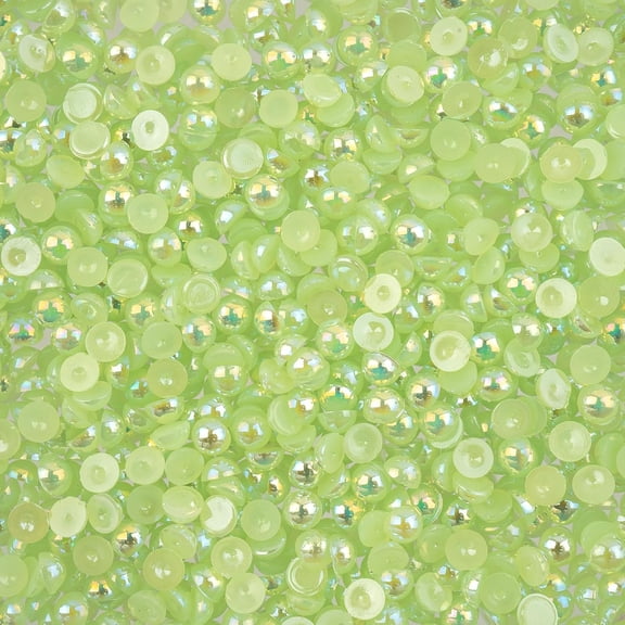 975pcs Crystal Lane DIY 4mm Light Green AB Plastic Half Pearls Flatback Rhinestones Jewels for DIY Crafting Embellishments Gems