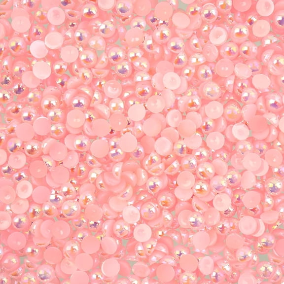 975pcs Crystal Lane DIY 4mm Pink AB Plastic Half Pearls Flatback Rhinestones Jewels for DIY Crafting Embellishments Gems