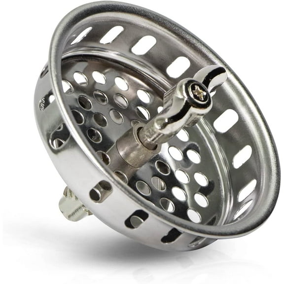 97633 Kitchen Sink Spin and Seal Basket Strainer Replacement for Standard Drains (3-1/2 Inch) Chrome Plated Stainless Steel Body with Threaded Stopper