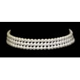 thumbnail image 1 of #9777 - 3 Row 6mm White Simulated Pearl Necklace - 12"-15.5" Adjustable, 1 of 2