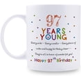 thumbnail image 1 of 97th Birthday Gifts for Women Men - 97 Years Young Birthday Mug - 97th Birthday Gifts for Grandma Grandpa Mom Dad Friend Sister Brother Uncle Aunt Coworker - 11oz Coffee Mug, 1 of 6