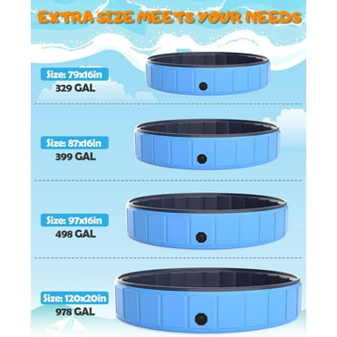 97x16'' Large Foldable Dog Pool Kiddie Pool Thickened, Collapsible Pet Bathing Tub for Large Dogs - Portable Outdoor Swimming Pool for Pets and Dogs