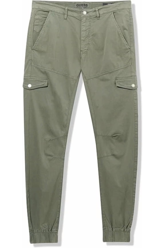 $98.00 Guess Mens Mid Rise Cargo Slim Pants, Hunter Green, Size 36x31