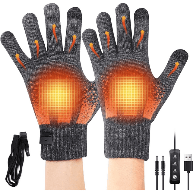 98℉104℉113℉ USB Heated Gloves for Men Women, Thin Knitting Touchable