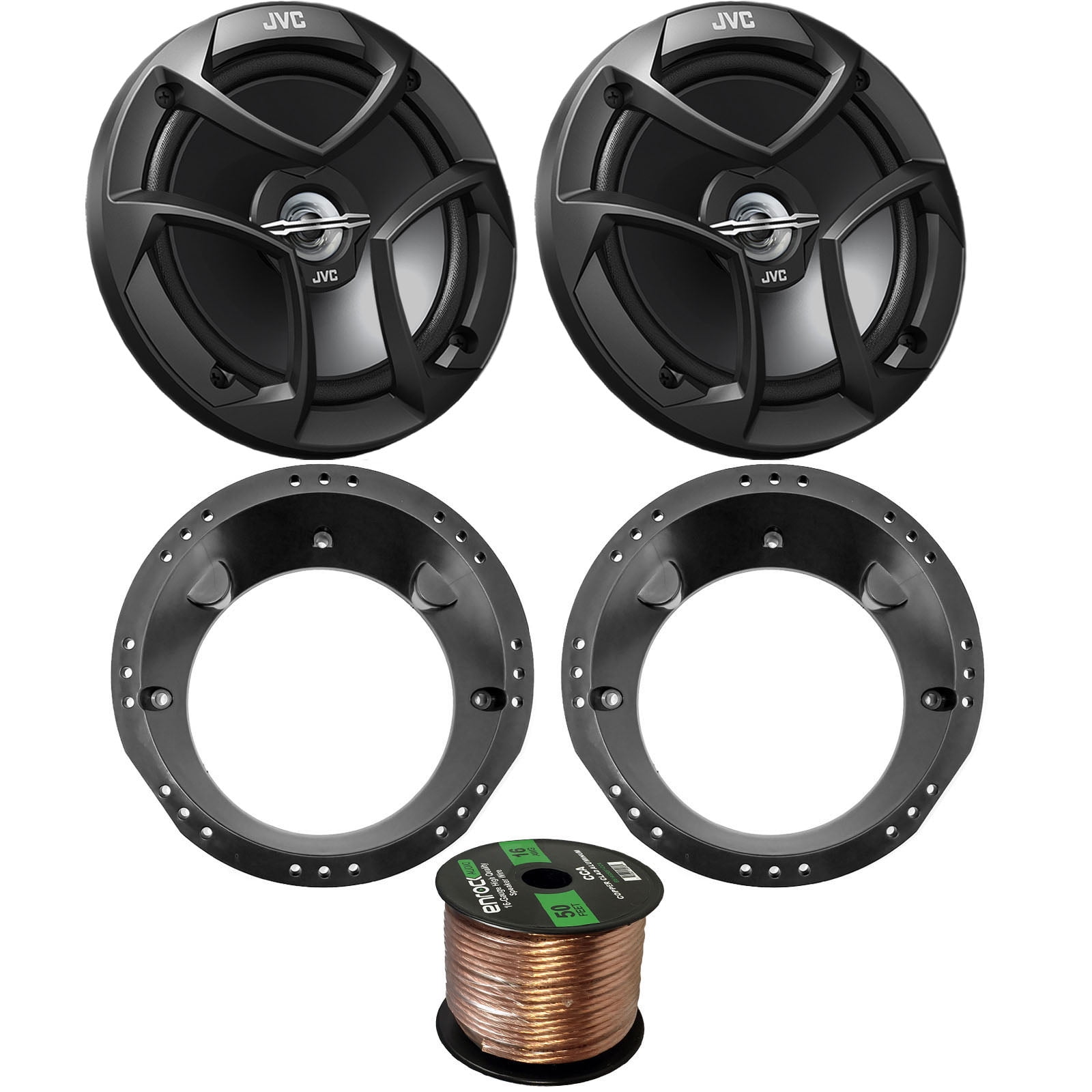 JVC- 300W CAR Truck Front & Rear Door Speakers W/Install Kits 1995-up (2 Pair) E - Foto 8