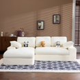 thumbnail image 1 of 98.4" Cloud Sectional Couch with L-Shape Chaise, Modern Upholstered Couches with Deep Seat, Corduroy Sponge Compressed Sofa for Living Room, Apartmrnt, White, 1 of 9