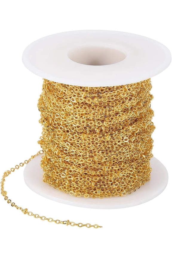 98.4 Feet/30M Gold Satellite Chain Brass Bead Chain Metal Pull Extension Connectors Link Beads Links Roll with Plastic Spool for Jewelry Making Necklace Bracelets DIY Crafts Accessories DIYDIY