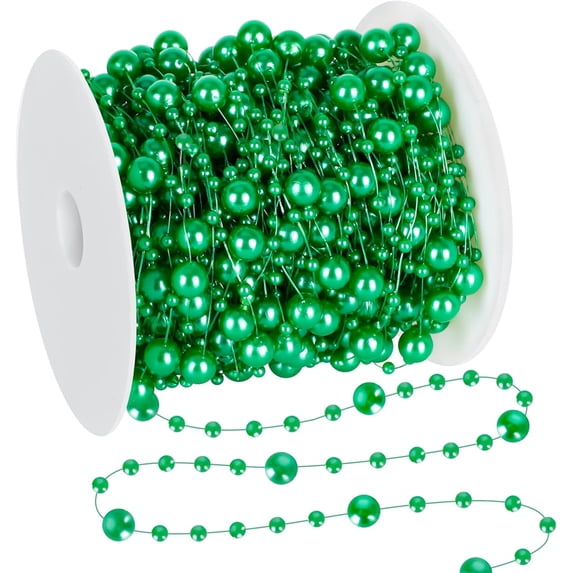 98.4 Ft Christmas Tree Decorations,NOGIS Christmas 2 Sizes Hanging Beads Garland Chain, Christmas Tree Beads Trim Garland Decoration for Home Mantle Fireplace Wreath Xmas Decor Supplies (Green)