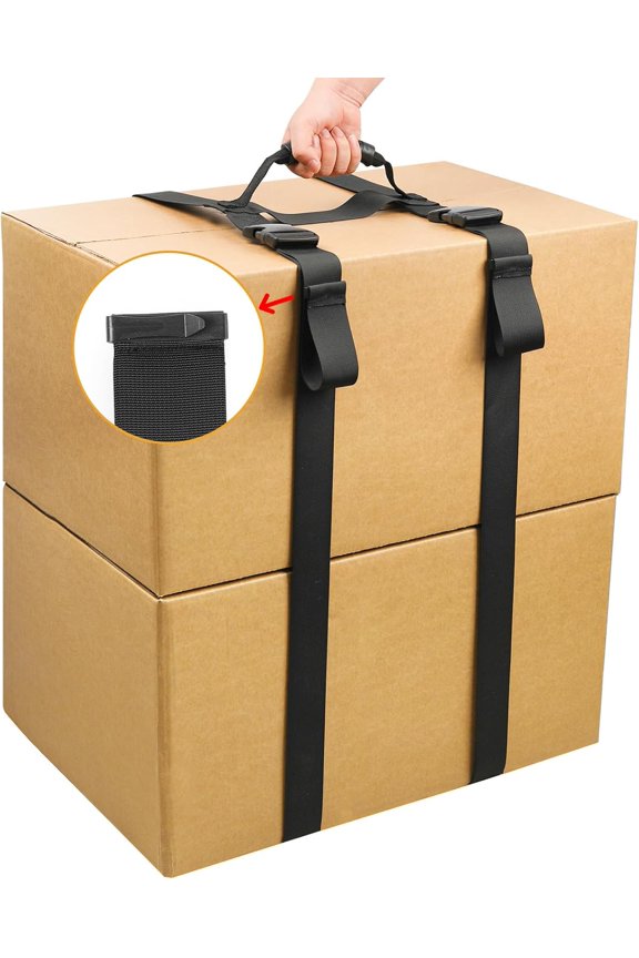 98.4 Inch Box Carrying Strap with Handle, Extra-Long Adjustable Heavy Duty H-Shaped Style Straps with Strap Organizer Clip, Handheld Belt Designed for Safely Lifting Large Boxes, Easy to Move Luggage