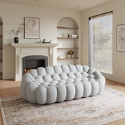 99 Bubble Couch Modern, Oversized Curved Couches, Lazy Floor Sofa, Light Gray Bubble Couch,Upholstered Comfy Mesh Fabric 3D Honeycomb Shape Couches for Living Room, Office, Apartment, 3-Seater