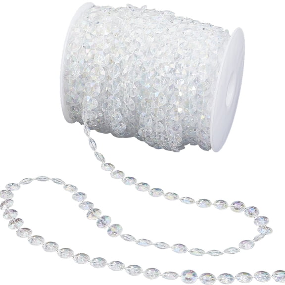 98.43 Feet Chandelier Chain Diamond Sewing Trim 10mm Butterfly Plastic Shine Faceted Gem Rhinestone Hanging Ribbons Strands Accessories DIY