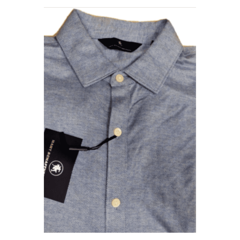 98.50 Hart Schaffner Marx Full Button S S Polo Shirt Cotton Blue XL