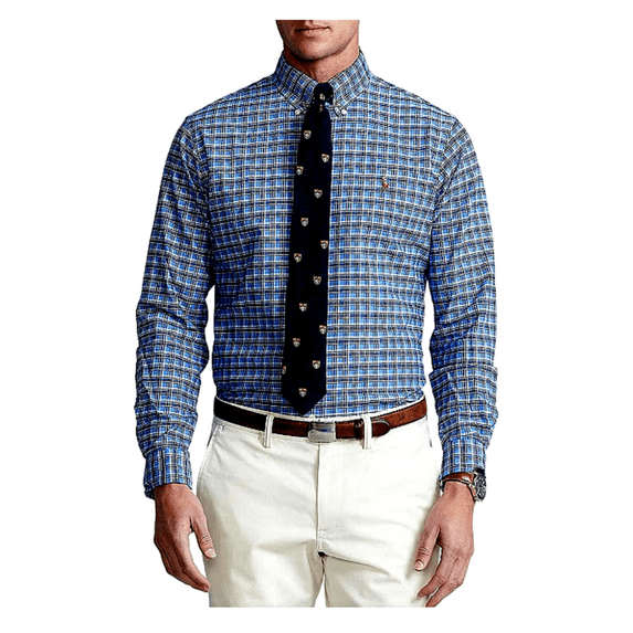 $98.50 Polo Ralph Lauren Classic-Fit Plaid Oxford Shirt Cotton Blue Multi - L
