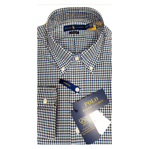 $98.50 Polo Ralph Lauren Classic-Fit Plaid Twill L/S Shirt Cotton MULTI Green XS