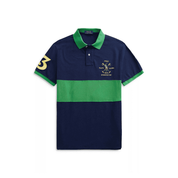 $98.50 Polo Ralph Lauren Men's Big 3 Stripe Polo Shirt, Navy/Multi, Md