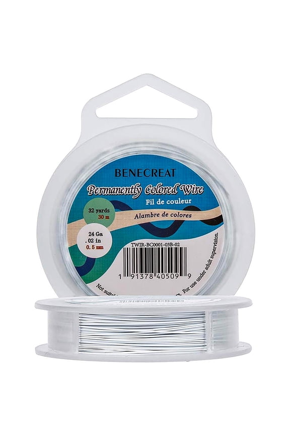 98-Feet 0.02inch (0.5mm) 7-Strand White Bead String Wire Nylon Coated Stainless Steel Wire for Jewelry Necklace Bracelet Beading Craft Work