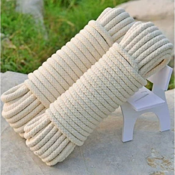 98 Ft Heavy Duty Braided Cotton Rope Clothesline Approximately 10mm thick Multi Purpose Home Boat Camping