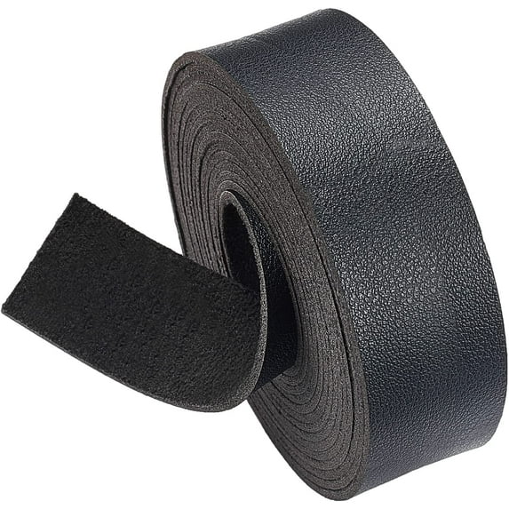 98 Inch Long Double Sided Smooth Leather Strip 1 Inch Wide Single Side Leather Strip for DIY Craft Projects Pet Collars Belts Jewelry (Black)